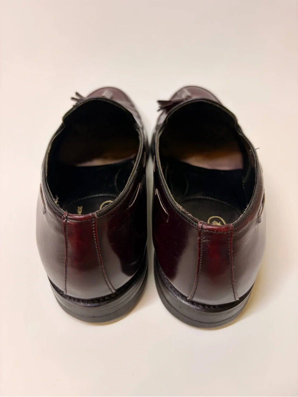 Vintage 1980s Florsheim Imperial Tassel Loafers USA 8.5 E Burgundy 93224